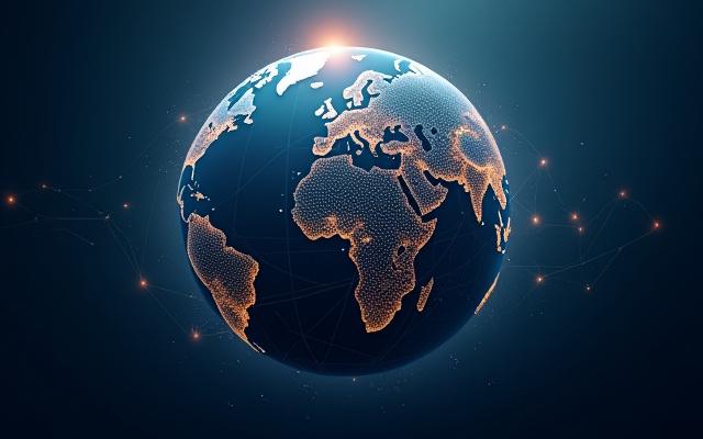 地球儀と高層ビル、グローバルなビジネスのイメージ